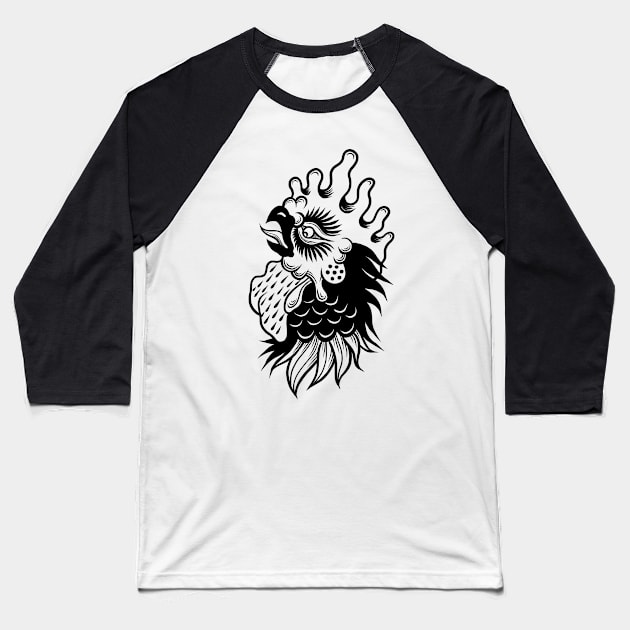 Rooster head Baseball T-Shirt by Adorline